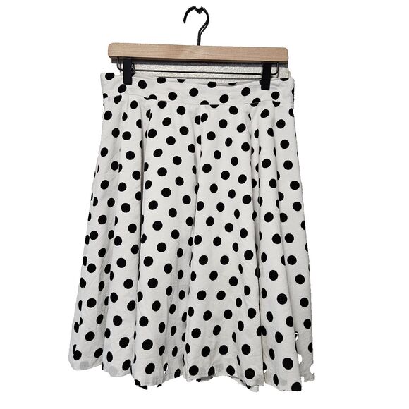 Amanda + Chelsea Skirt Size 10 White with Black Polka Dots Zip Up Back - Picture 1 of 10
